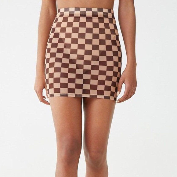 Sheer mesh checkered mini skirt - Picture 2 of 2